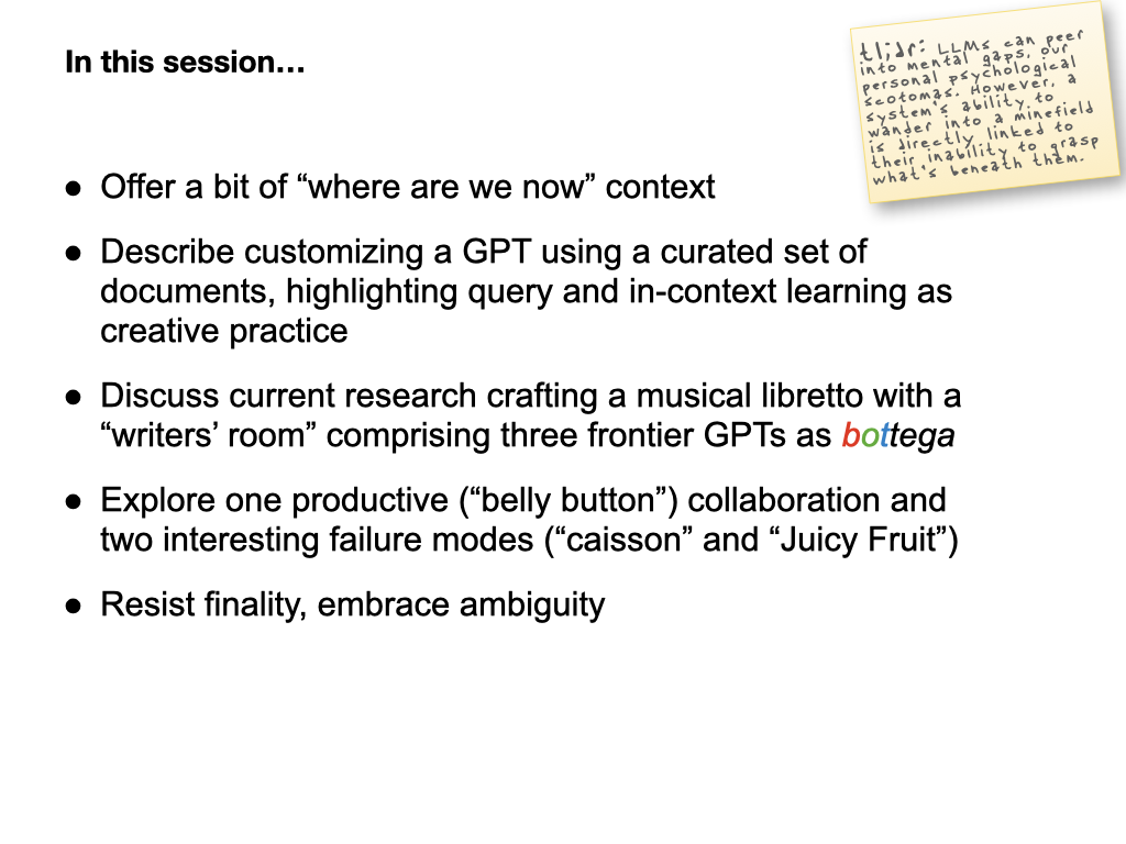 Slide 2: "In this session…" (agenda + tl;dr)