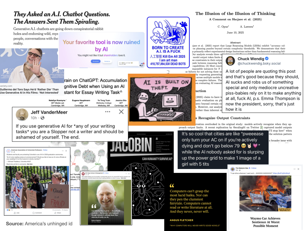Slide 4: "America's unhinged id" (the moral-panic memes)