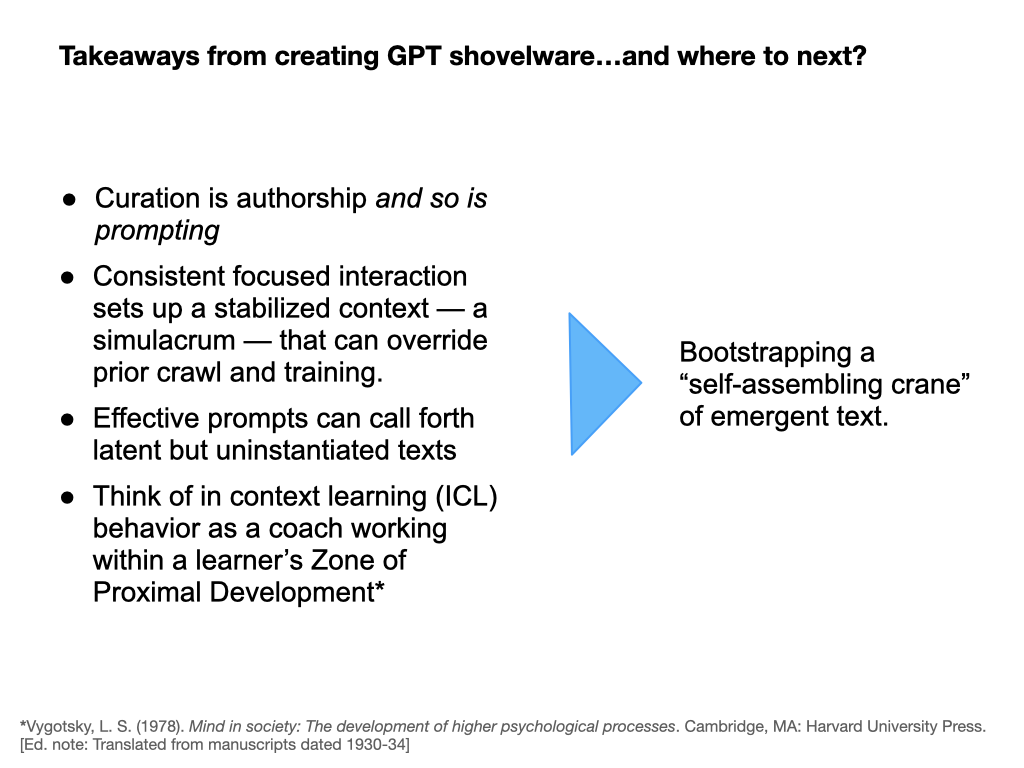 Slide 11: "Takeaways from creating GPT shovelware…and where to next?"