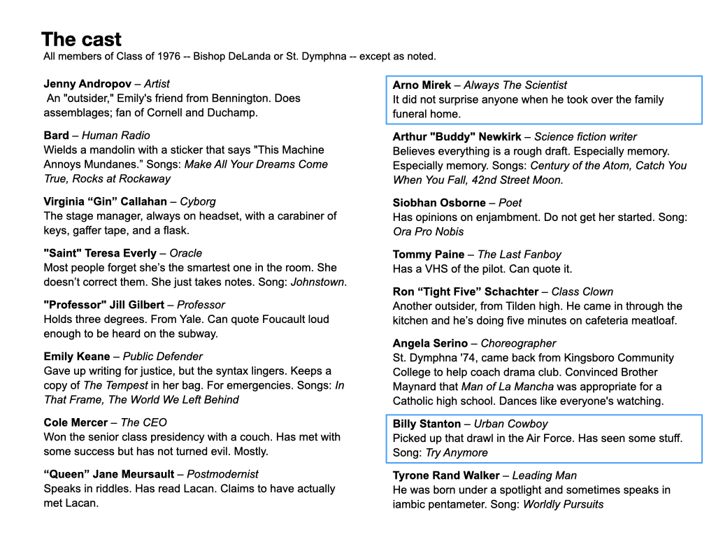 Slide 16: "The cast" (two-part reveal)