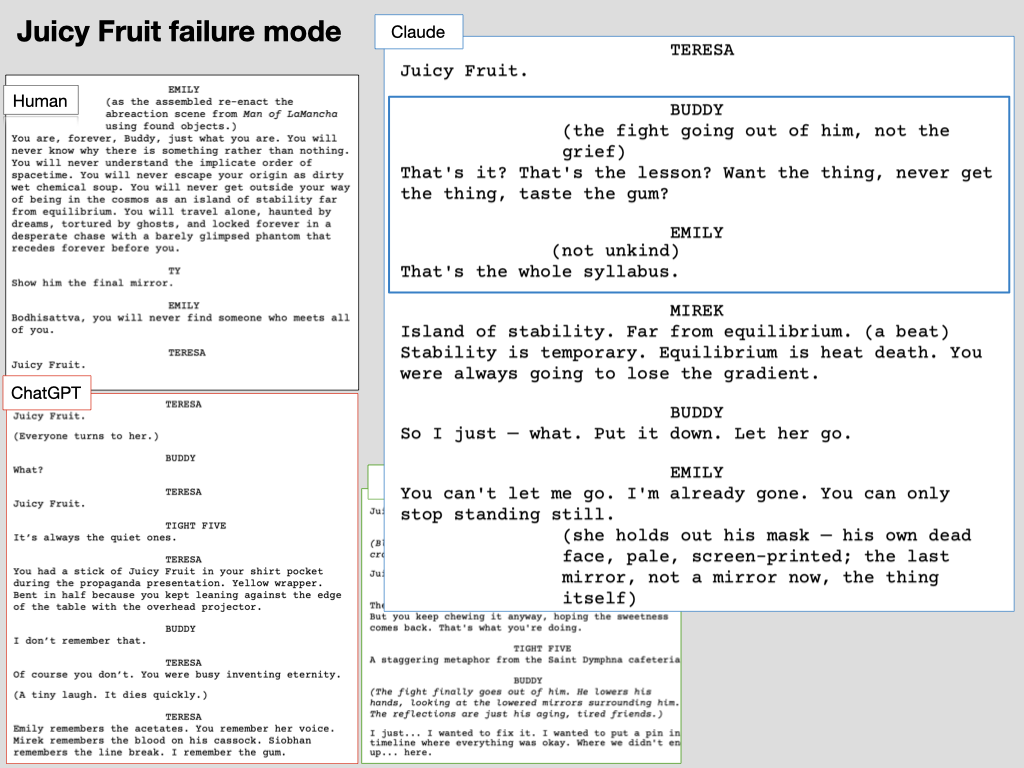 Slide 32: "Juicy Fruit failure mode" (progressive build)